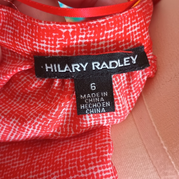 Hillary Radley Red and White Sleeveless Front Button Dress Size 6 - Picture 10 of 10